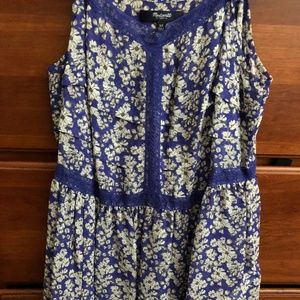 100% Silk Madewell Floral Semi-Sheer Peplum Top